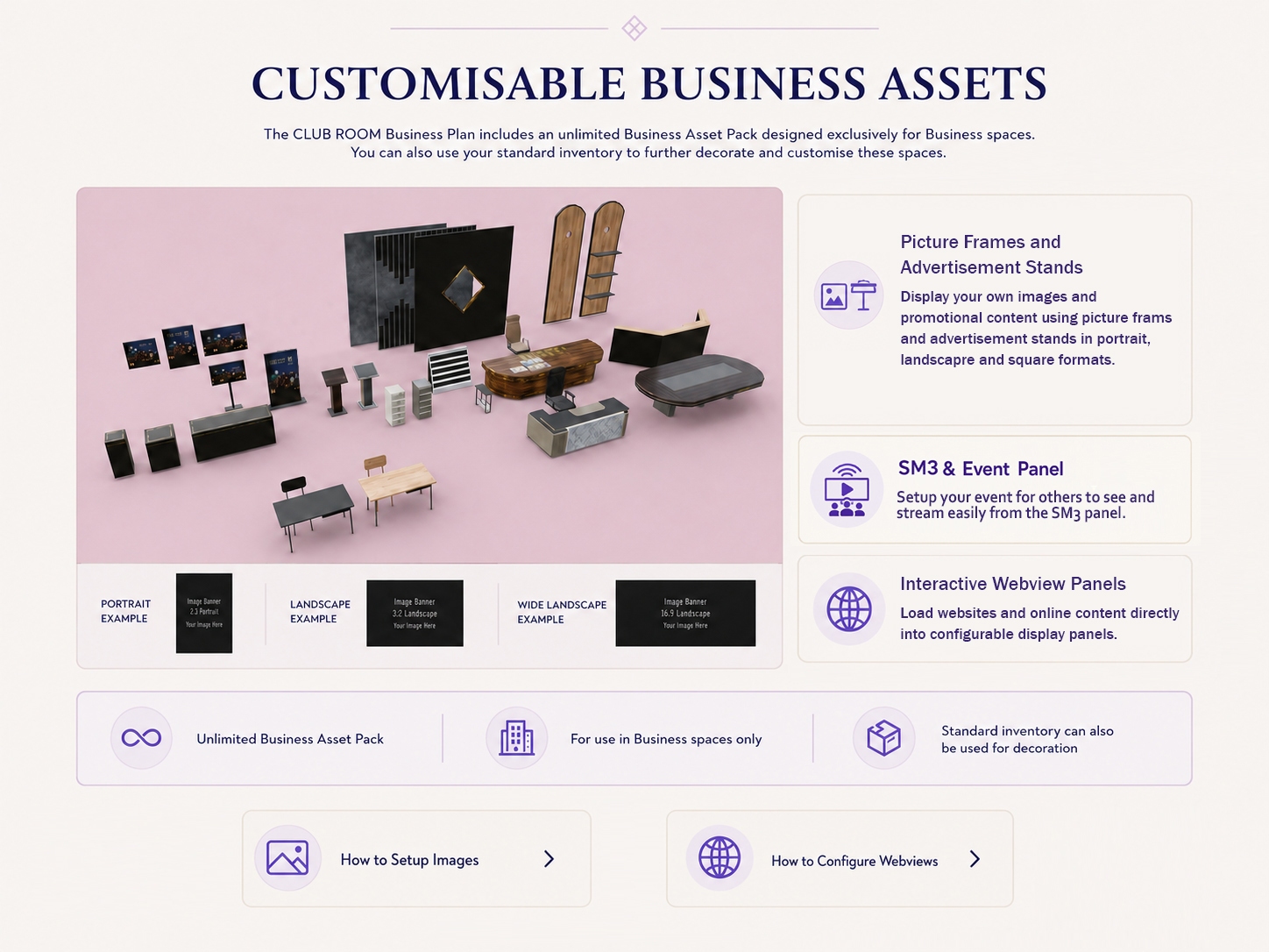 Customizable CLUB ROOM Business assets